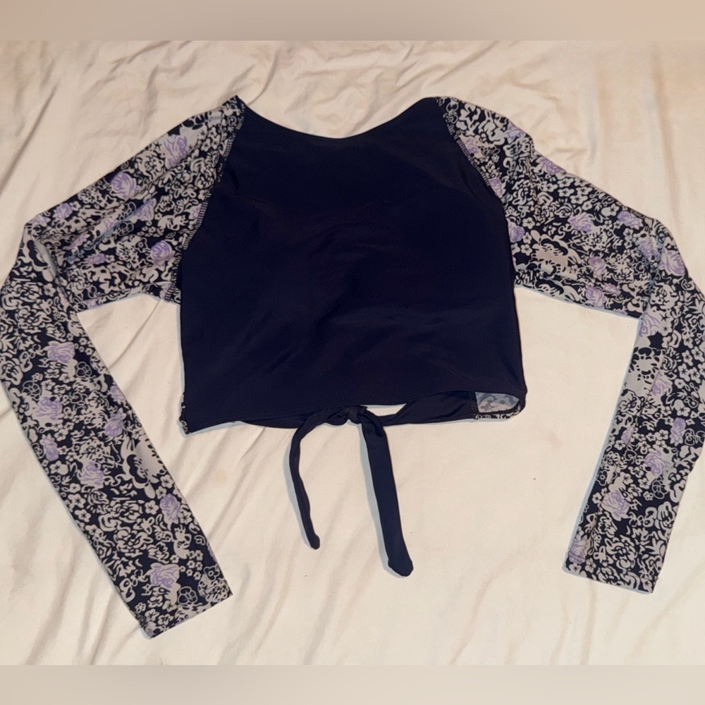 floral cropped rash guard